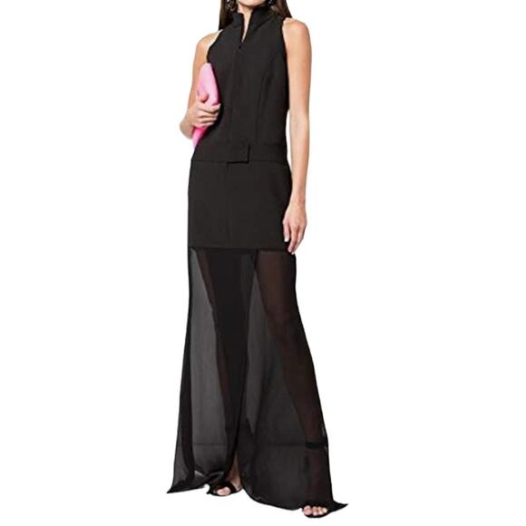 Nicole Miller Glam Maxi Dress NWT New Black Sheer Hem size S - Picture 1 of 11